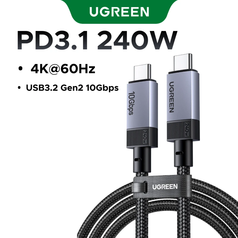 UGREEN USB4 USB-C кабель 240W, 80 Гбит/с, 16K 60 Гц для ноутбуков и мониторов — фото товара