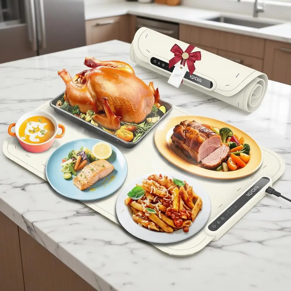 

Electric Warming Tray with 7 Temp Levels & Auto Shut-Off, Ideal for Food Warmers or Parties, Kitchen & Buffet Use