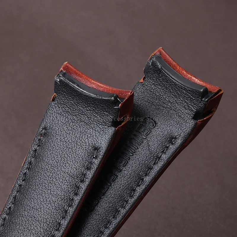 Genuine Leather Strap Retro Oil Wax Leather Watchband Curved End Universal Cowhide Bracelets Women Men Sport Wristband 20mm 22mm image 6