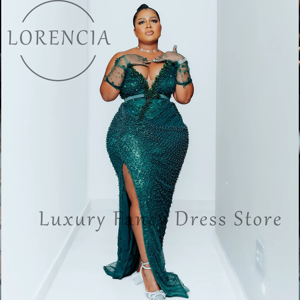 エレガントなビーズクリスタルウエディングドレスサイドスリットマーメイドウェディングパーティードレスカスタマイズされたノースリーブセクシーなvestidosデフェスタ