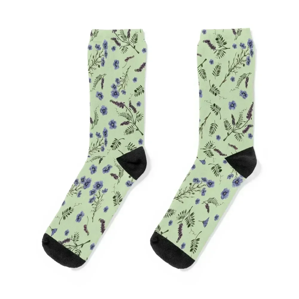 Sage green floral lavender flowers country décor Socks valentine gift ideas sheer Mens Socks Women's