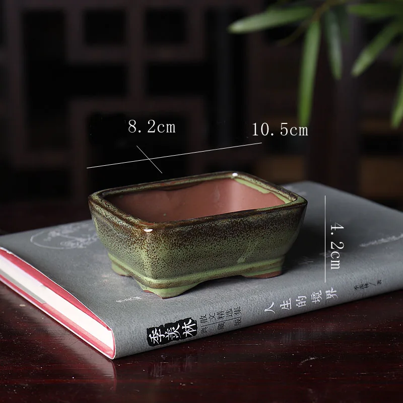 Chinese Style Rounded Rectangle Miniature Flowerpot Yixing Thumb Flower Pot Mini Home Desktop Decoration Small Flowerpot ZD24