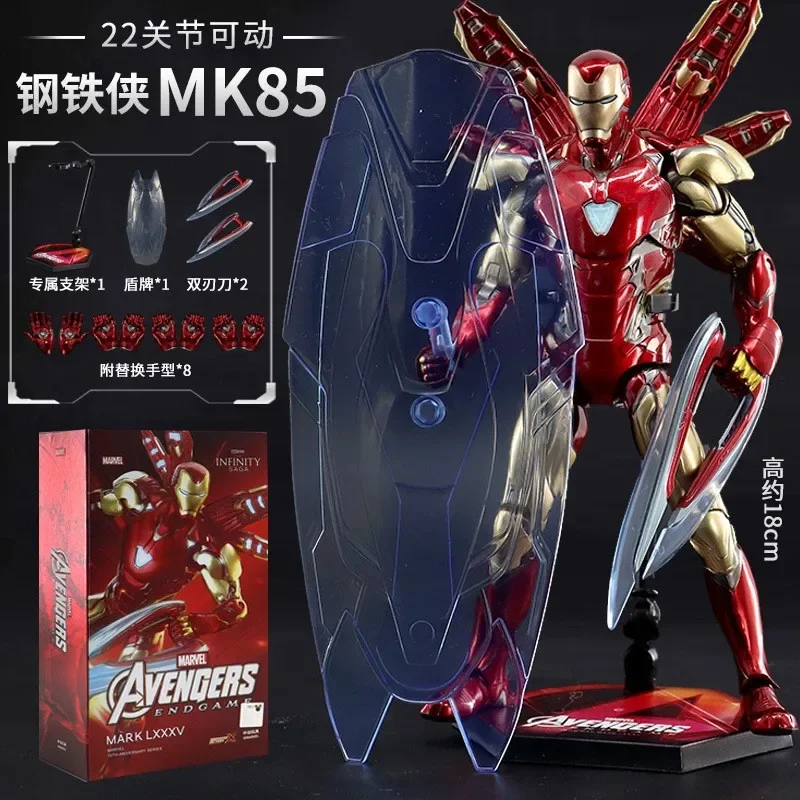 

18cm Marvel Iron Man Genuine Mk80 Glowing Action Figure Mk50 Transformable Movie Peripheral Model Collection Decoration Toy Gift