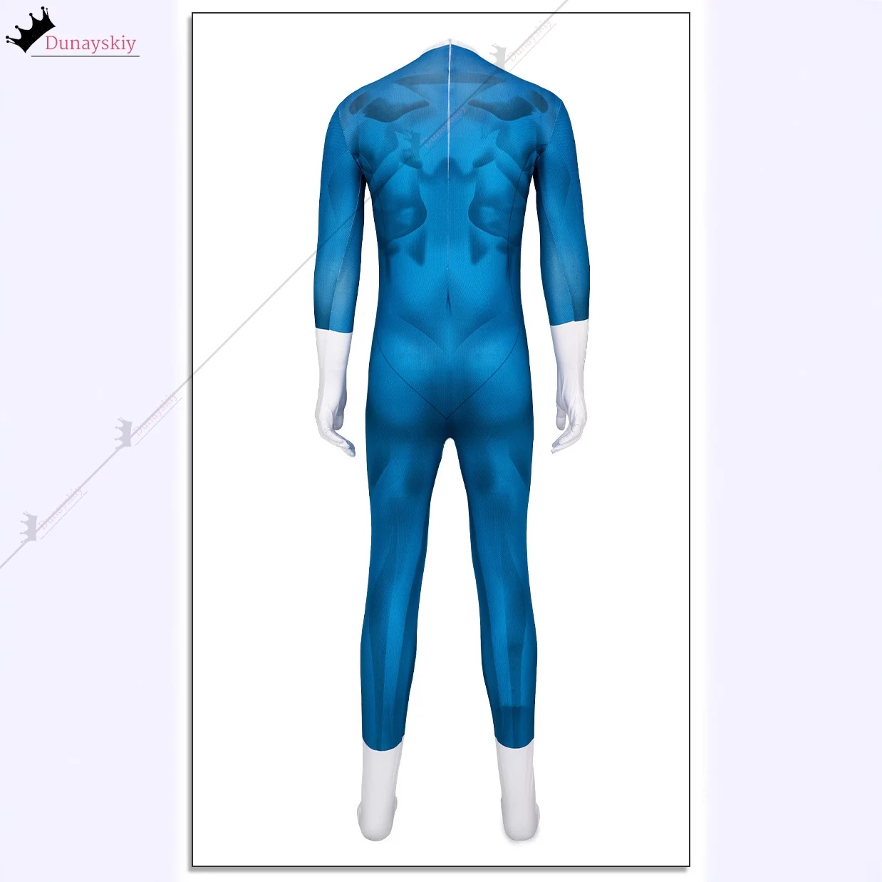 Movie Fantastic Cos Four Reed Richards Cosplay Costume Socks With Jumpsuit Blue Jumpsuit Party Invisible Man Role-playing Suit