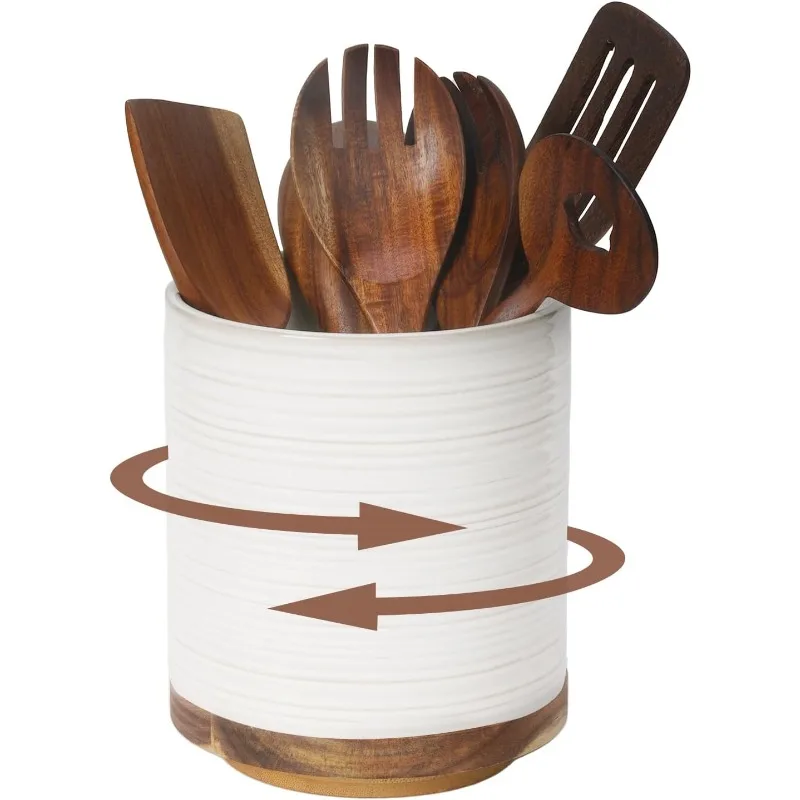 360° Rotating Extra Large Cooking Utensil Holder, 7.6