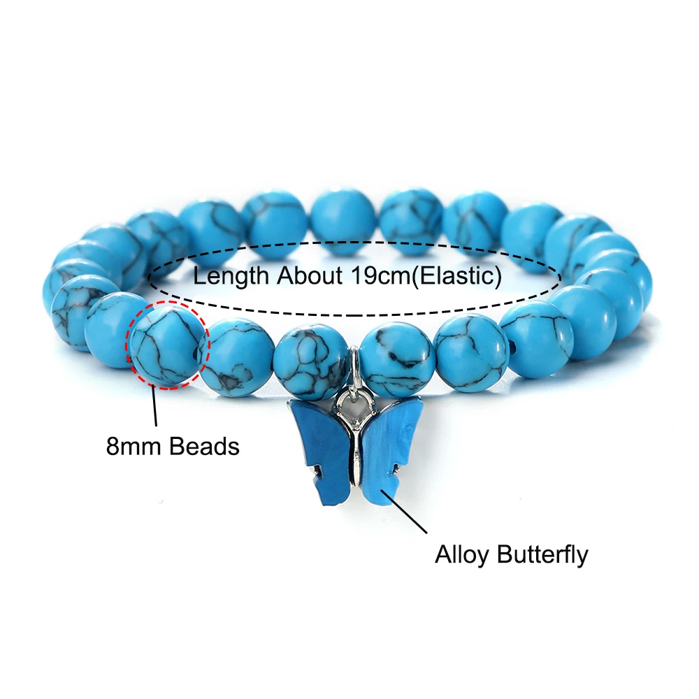 Natural Stone Women Bracelet Charm Multicolor Butterfly Pendant Strand Bangles Agate Cat Eye Beads Bracelets Energy Jewelry Gift image 6