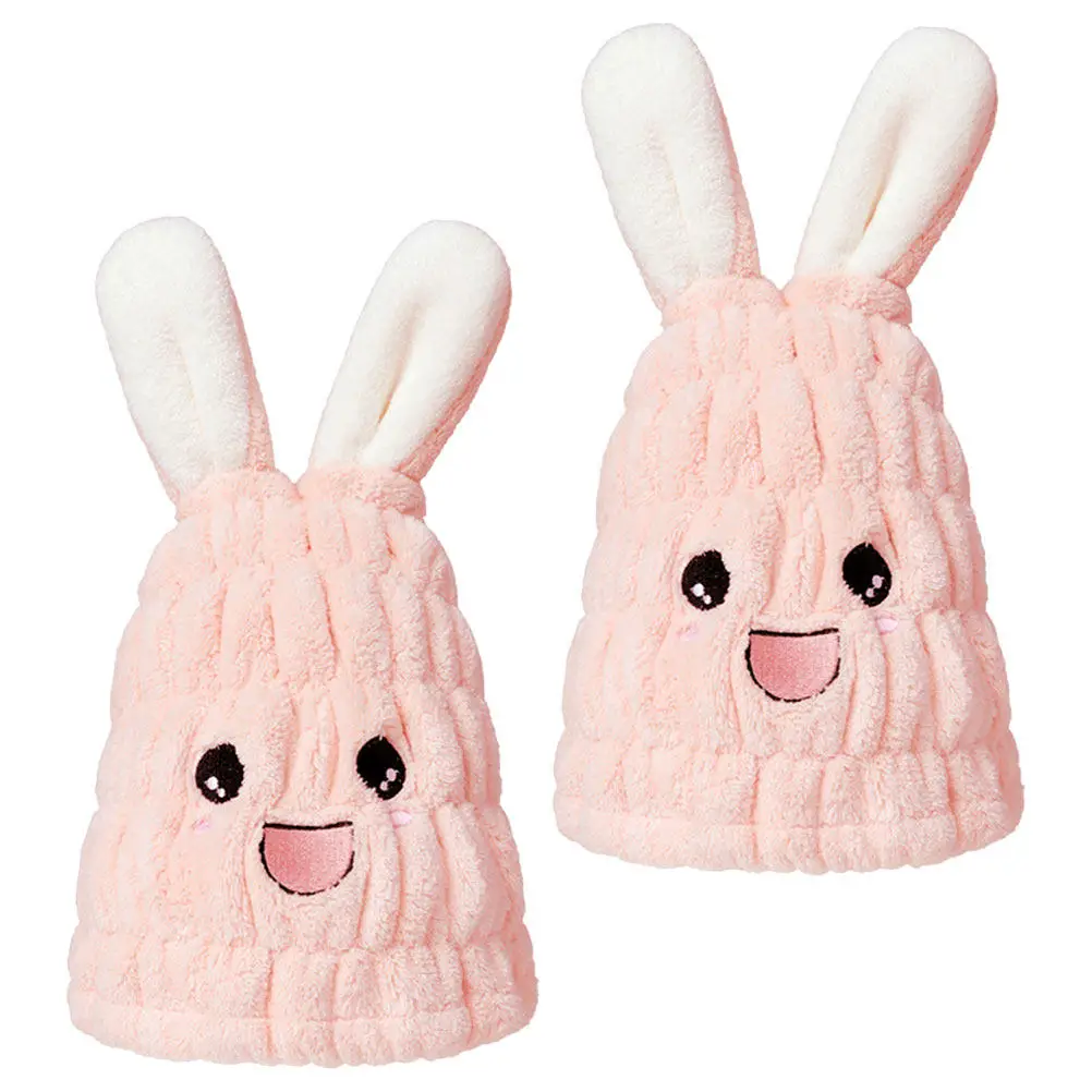 2Pcs Rapid Hair Drying Towel for Super Absorbent Thick Microfiber Hair Turban Bunny Ear Design Quick Dry Head Towel Wrap