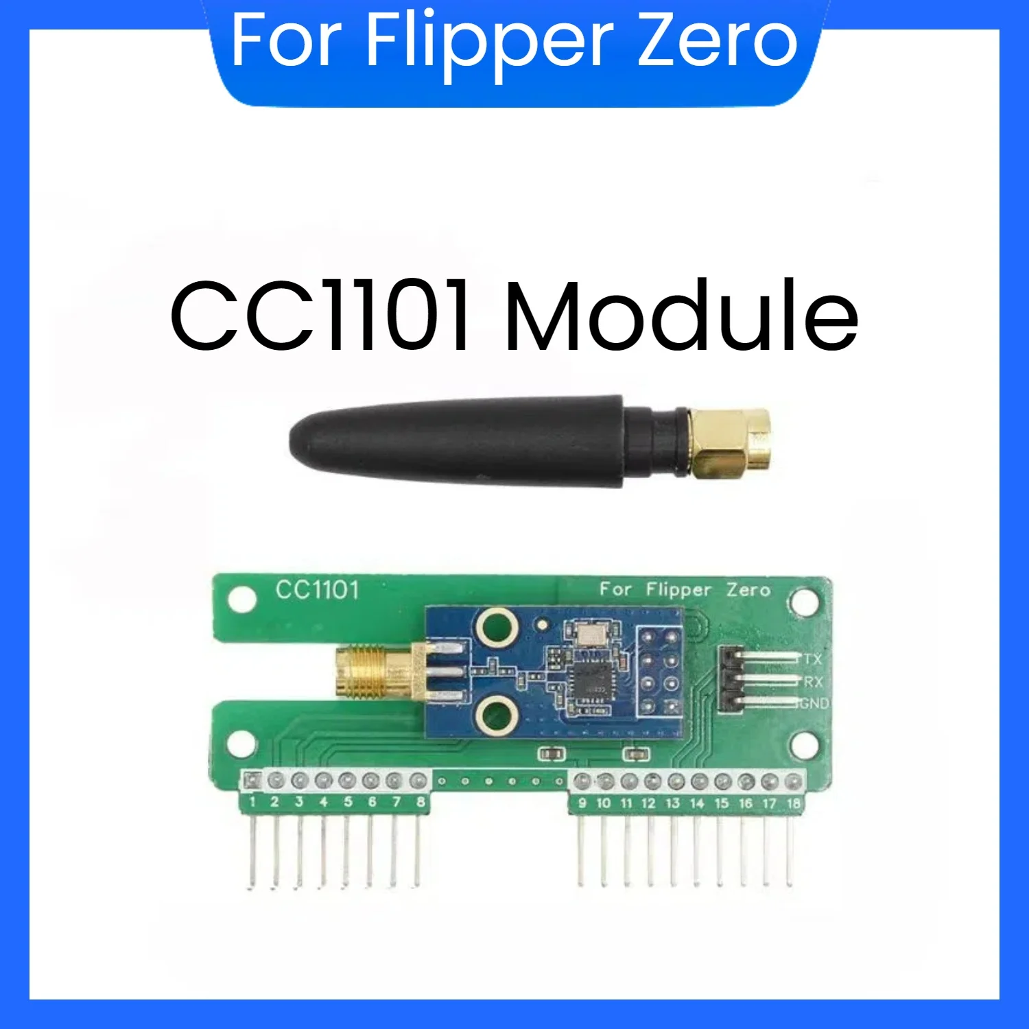 For Flipper Zero CC1101 Module The SubGhz Module Adds Transmit and Receive Range on 433Mhz can Self Change High-gain Antennas