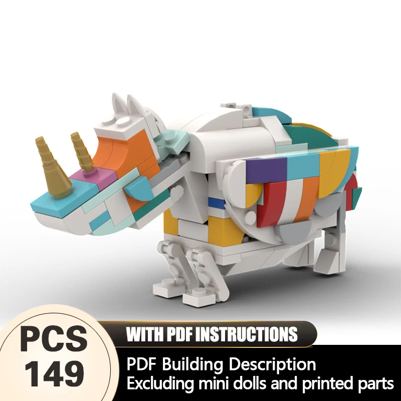 

Creators Animal Series Model MOC Building Bricks Rhinoceros Modular Technology Gifts Holiday Assemble Children Toys Suit