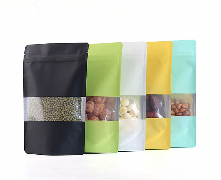 50PCS Unforgettable Quality Foil Window Ziplock Bags Resealable Spice Coffee Beans Snack Sugar Biscuit Fruits Xmas Gift Pouches