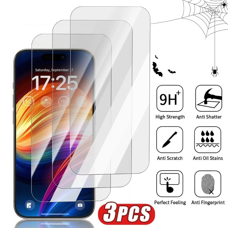 3 عبوات من الزجاج المقسى الشفاف عالي الدقة لهاتف آيفون 17 16 15 14 Pro Max 13 12 11 Pro واقي شاشة صغير لهاتف آيفون XR XS زجاج هوائي #1