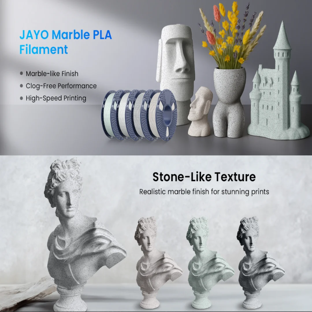 JAYO 2.2KG High Speed PLA Marble 3D Printer Filament 1.75MM For FDM 3D Printer High Speed Marble Texture 3D Printing Material