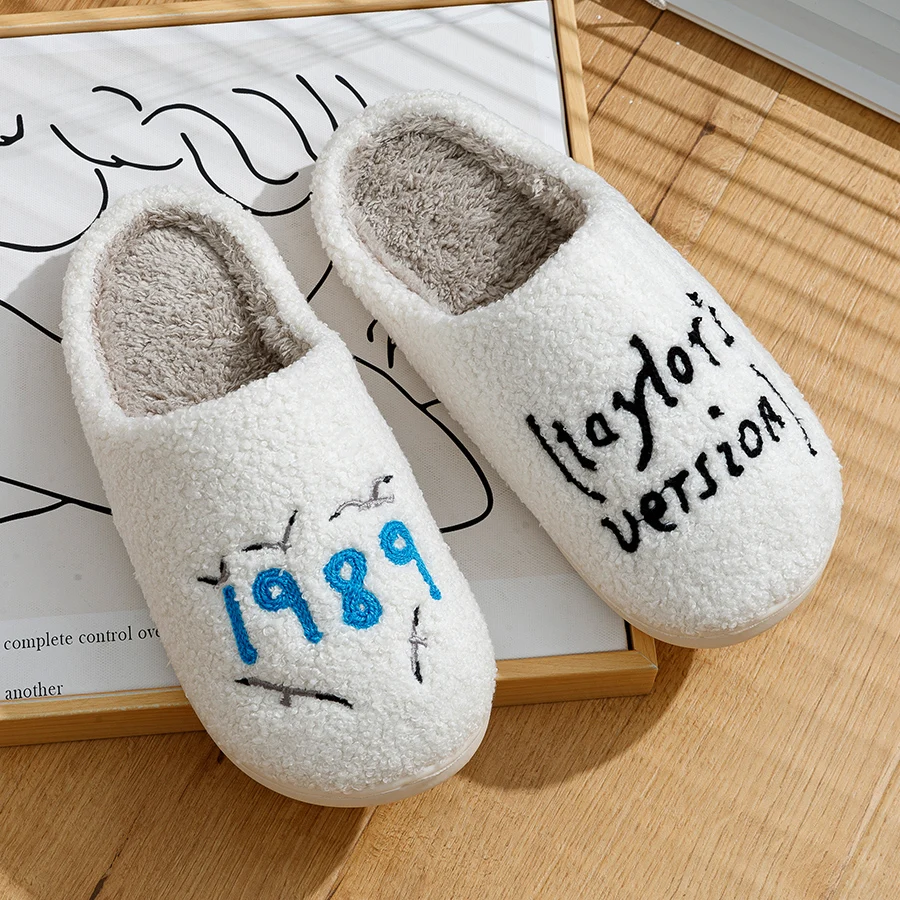 1989 Taylor's Style Home Women's Slippers Fuzzy Comfy Flat Taylor Swift Version Swifties Seagull Funny Shoes Gift for Her