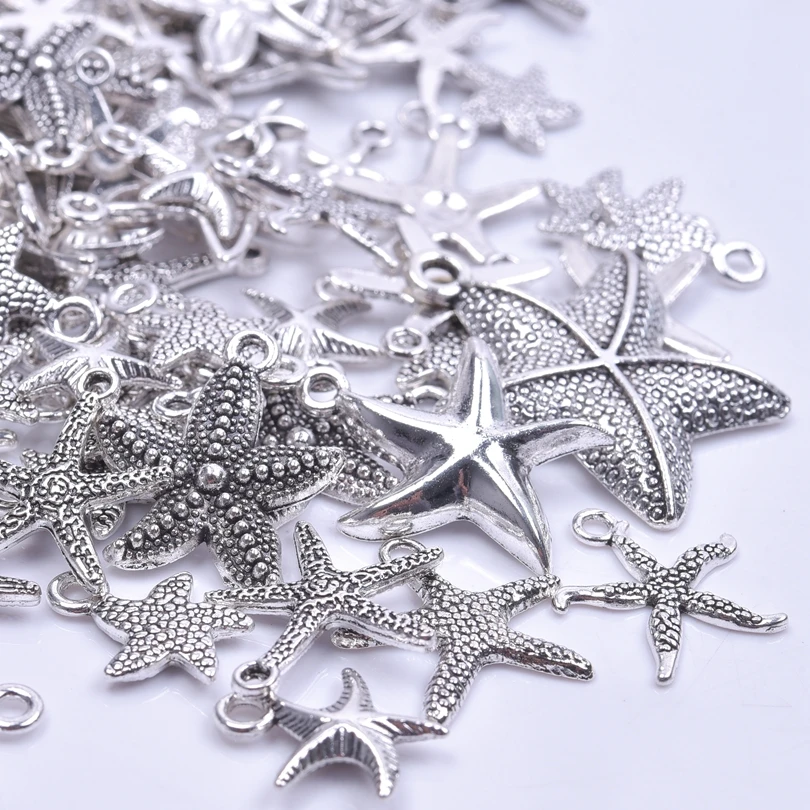 30/50/100pcs Mixed Marine Animal Starfish Charms Pendant For Jewelry Making Diy Necklace Bracelet Keychain Handmade Accessories