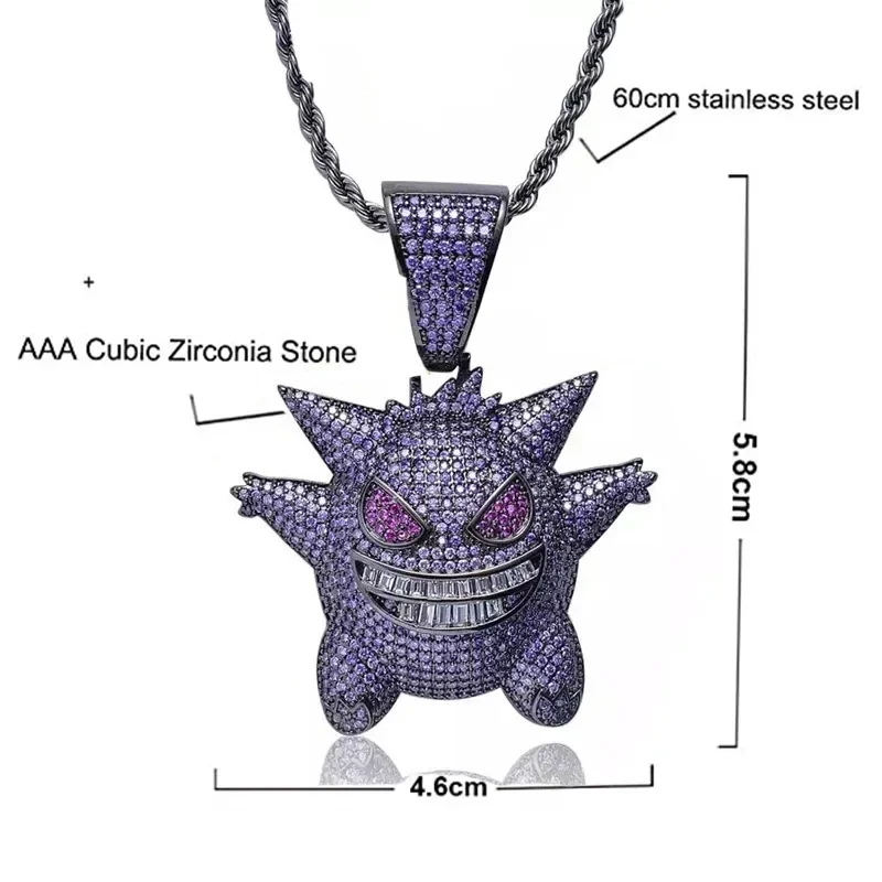 Pokemon Gengar Pikachu Anime Halskette Anhänger Cartoon Puppen Gothic Grunge Kette Y2k Mode Frauen Männer Schmuck Accessoires Geschenk