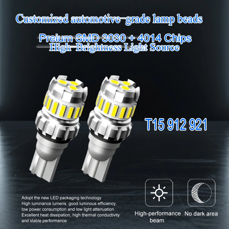 

912 921 LED Bulbs for Back-up Reverse Lights, 6000K Xenon White CAN-BUS T10 T15 W16W 921K 922, 360° Light Backup, Cargo Lights
