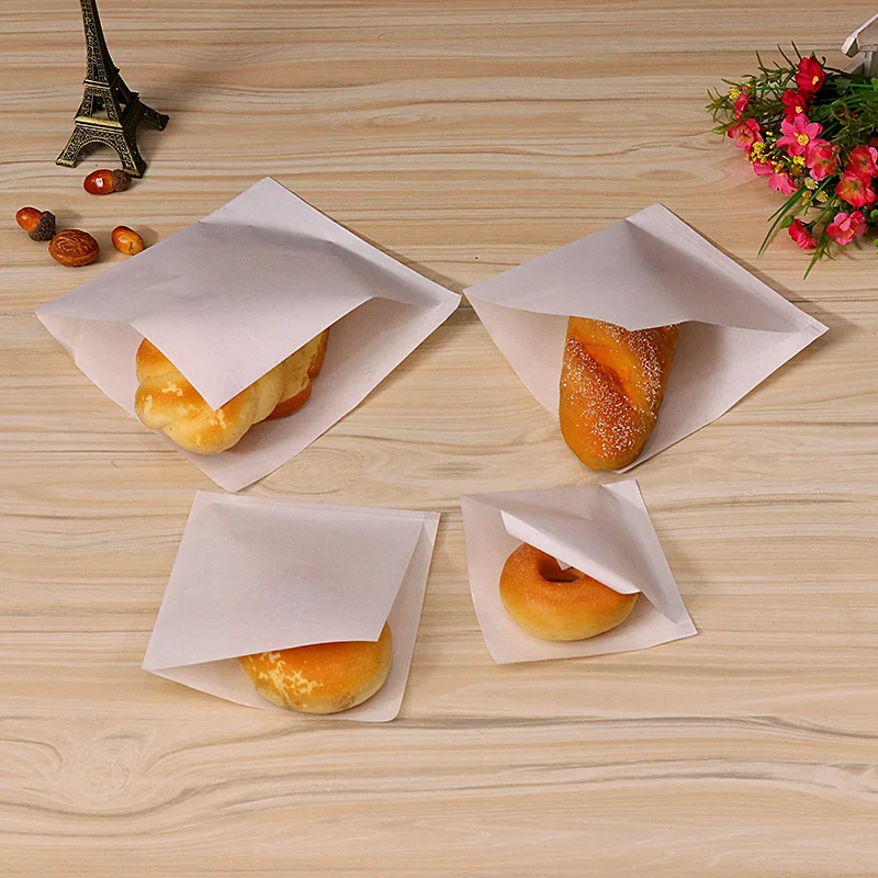 100 Bolsas de Papel Desechables para Aperitivos, Resistentes al Aceite, con Fondo Puntiagudo, Portátiles, al por Mayor, para Baozi y Panqueques