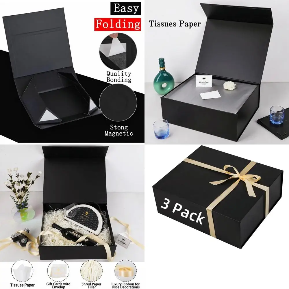 

Extra Large Black Luxury Gift Boxes with Magnetic Lid, 17x14.5x6 inches, Ideal for Birthdays and Christmas
