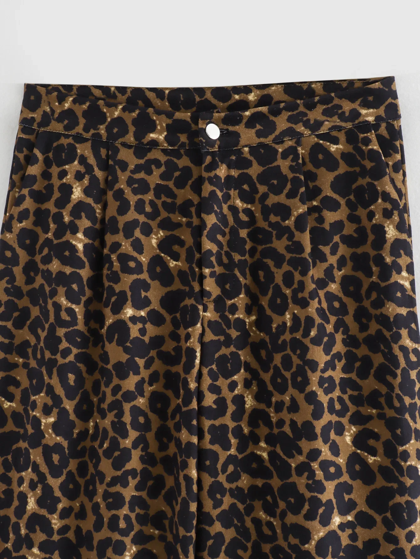 Pantalones rectos con bolsillos laterales para Mujer, pantalón Retro de cintura alta con cremallera, temperamento, Joker, leopardo, 2024