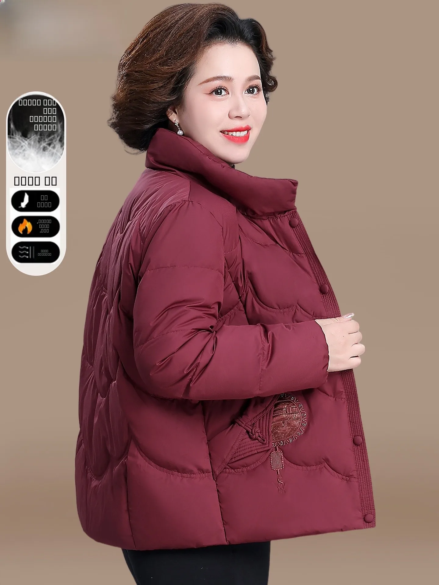New Chinese Sle Women's Winter Coat Du down Jaet Embroidered Cotton Padded Jaet for Middle-Aged And ly