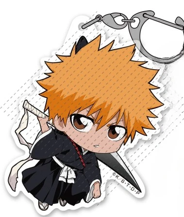 Game Byakuya Kuchiki Rukia Kurosaki Ichigo Hitsugaya Toushirou Keychain Doll Anime Acrylic Keyring Pendant for Gift