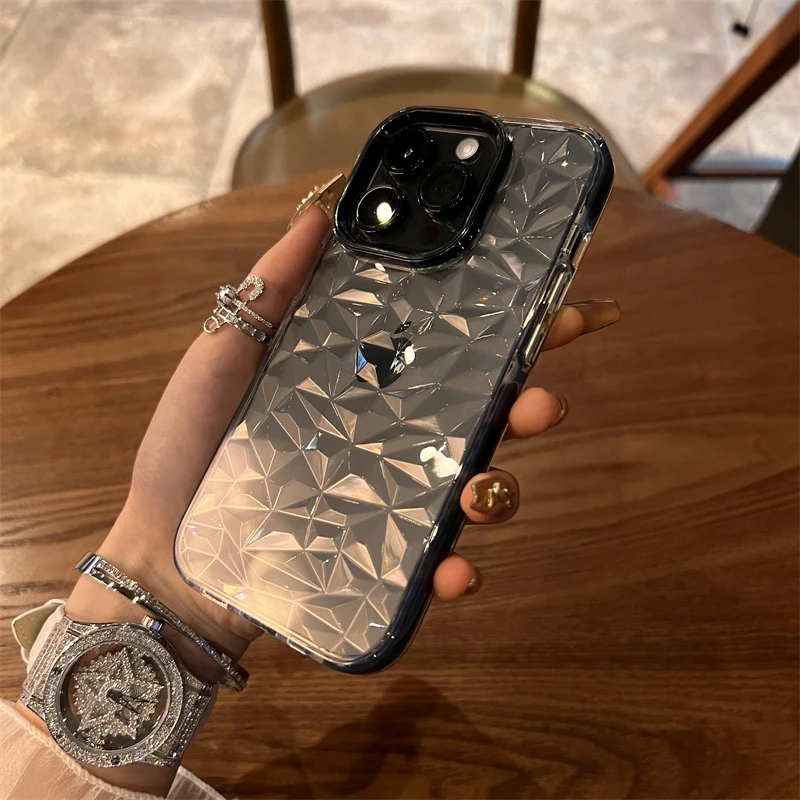 حافظة شفافة لامعة ماسية فاخرة لهاتف آيفون 17 Air 16 Pro Max 15 14 13 12 11 XS XR 7 8 Plus غطاء ممتص للصدمات ناعم #3