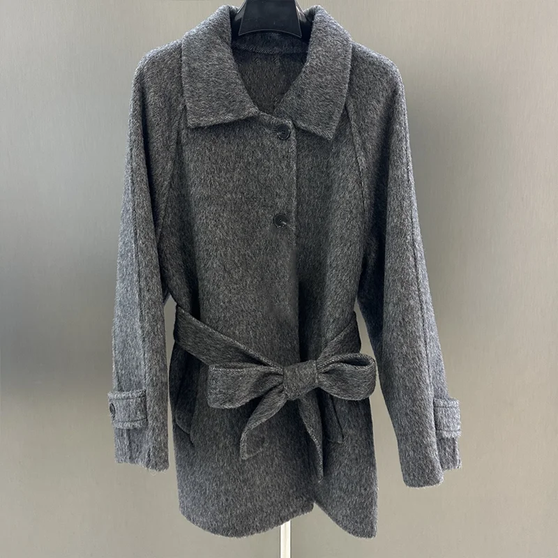 

Высококачественное женское шерстяное твидовое пальто средней длины с лацканами - женская роскошная одежда на осень и зиму 251106139