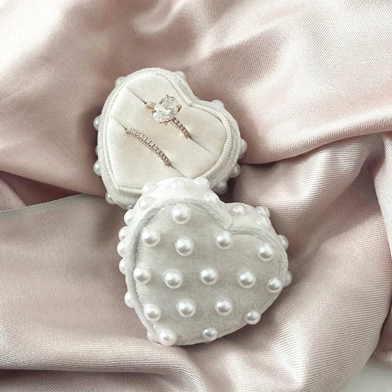 

Pearls Velvet Ring Box Proposal Ring Boxes Jewelry Gift Case Ring Jewelry Display For Wedding Engagement