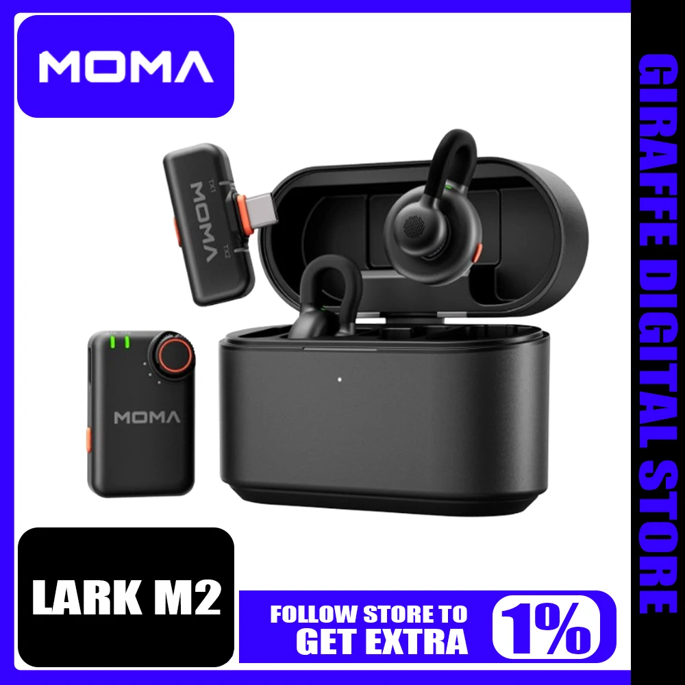 MOMA LARK M2 Collar Clip Microphone Hidden Button Mic 1 To 2 Microphone for Live Show Recorder Professional Radio Equipment Gift