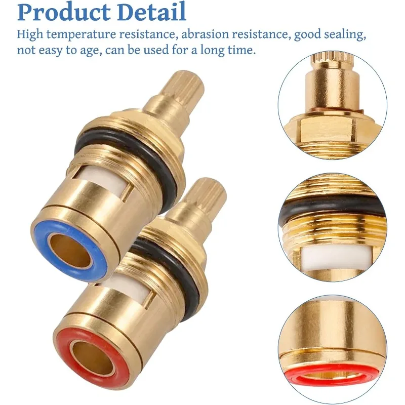 2 Pcs Universal Replacement Tap Valves Brass Ceramic Disc Cartridge Inner Faucet Valve for Bathroom, Clockwise or Anti-clockwise