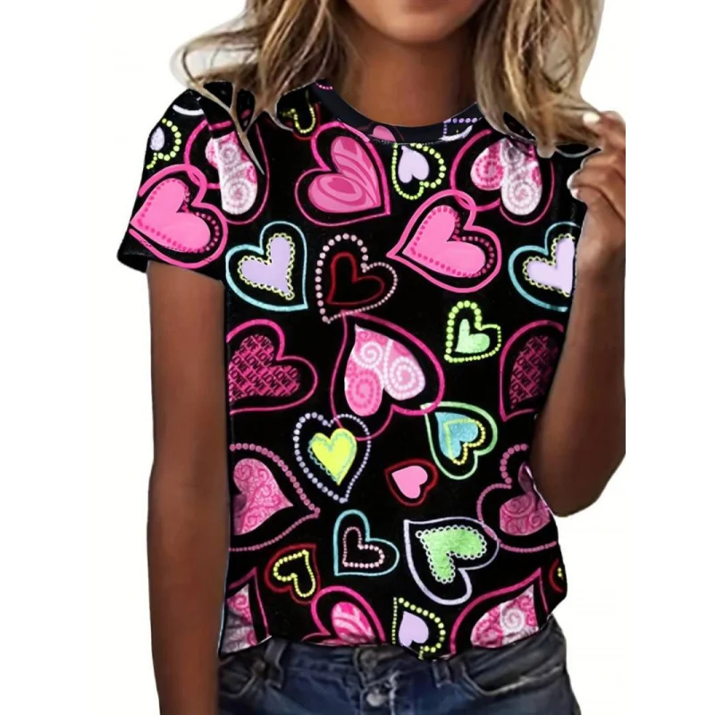 

Women's Fashion Loose Casual Short SleeveTDigital Print Round Neck T-Shirt