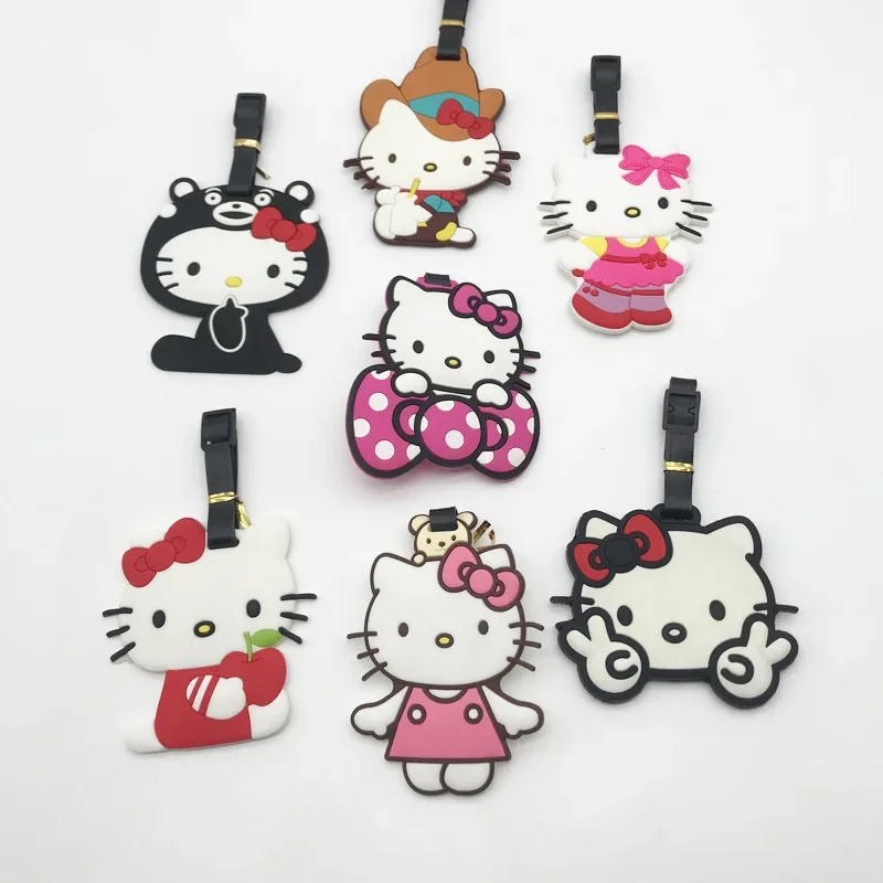 Cute Anime Sanrio Hello Kitty Luggage Tag Travel Accessories Doll Cartoon Model Pendant Portable Label Identification Kids Toys