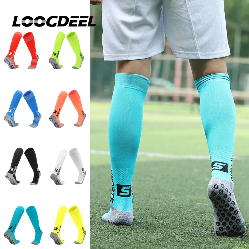 

Носки Loogdeel Non Slip Long-Tube для футбола, велоспорта и бега, для взрослых и детей, с защитой от скольжения, антибактериальные, дезодорирующие, спортивные.