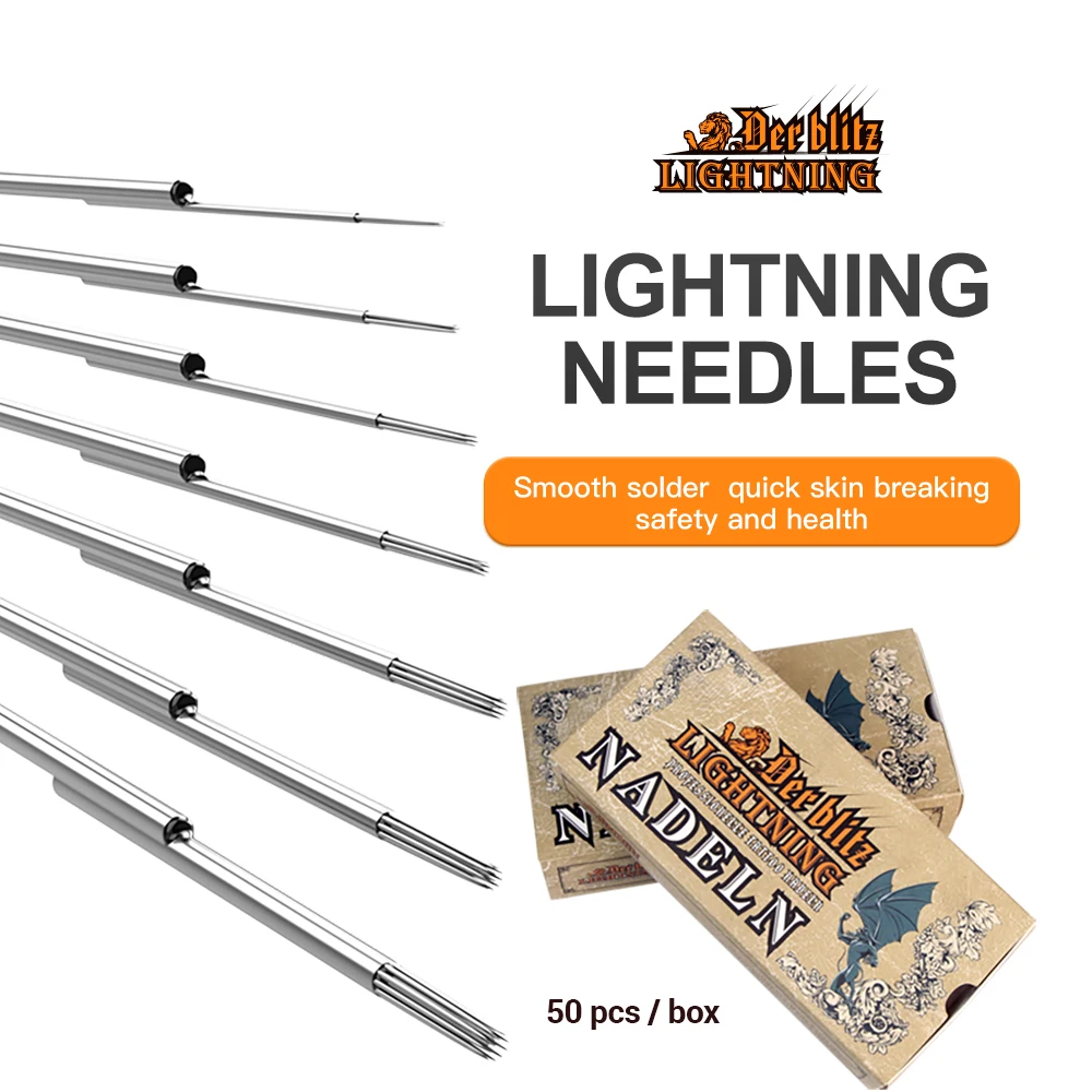 【Lightning】Tattoo Needle Disposable,RL 3 Round Liners,High Quality Stainless Steel Made 50PCS,Sterilized,Super Thin Long Taper