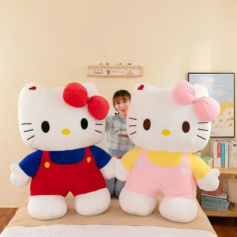 New 80cm Oversize Kawaii Sanrio Hello Kitty Plushie Doll Hello Kitty Pink Stuffed Toys Cute Anime Soft Pillow Kids Birthday Gift