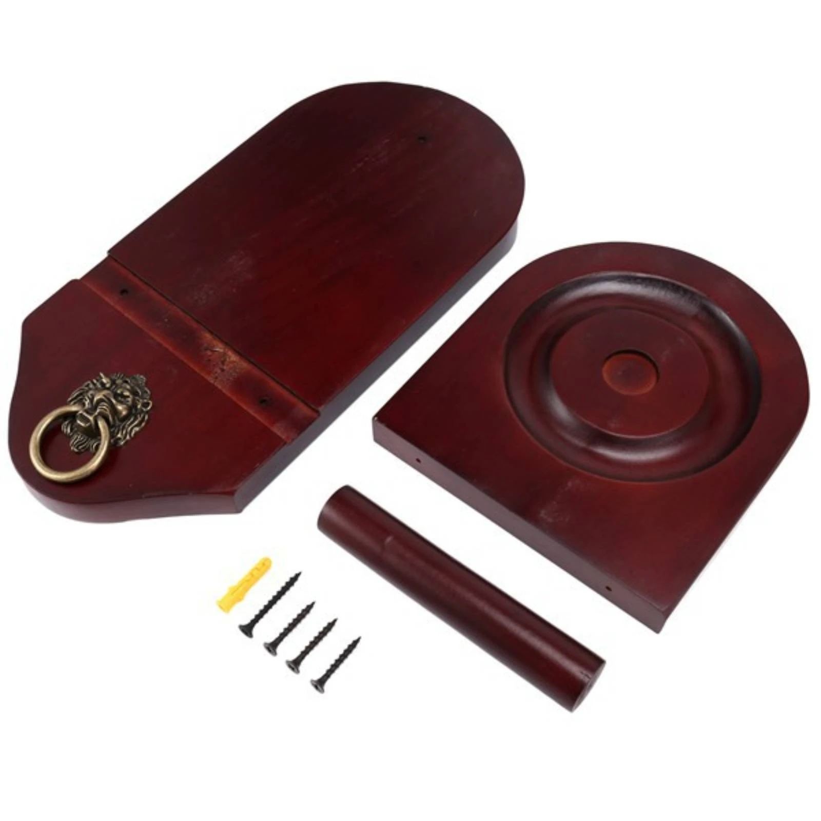Pool Cue Chalk Holder Decorative Wooden Billiards Powder Rack with Lion-Head Loop Handle Billiard Accessory Sturdy