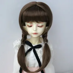Fjusuns  JD676 MSD SD DOD Hair  7-8inch 8-9inch 1/4 1/3 Double Ponytail Braid Synthetic Mohair Doll Wig Fashion Doll Accessories