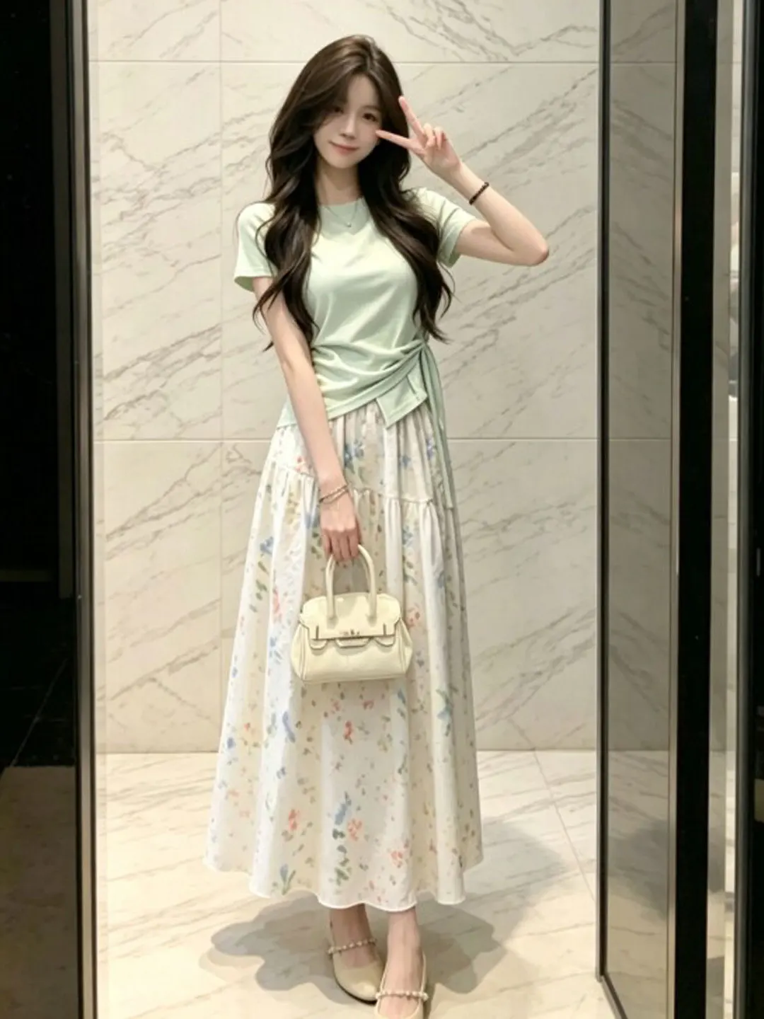 

Gentle Wind Unique Beautiful Floral Half Skirt Two Piece Set Anti Aging Whole Set Ootd Summer 2026 Casual Comfortable Fashion