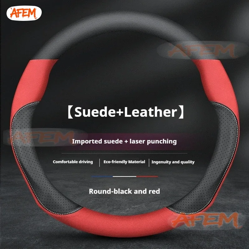 For Mitsubishi Outlander L200 Lancer EX Asx Pajero RALLIART Delica Triton Galant Eclipse Leather Suede Car Steering Wheel Cover