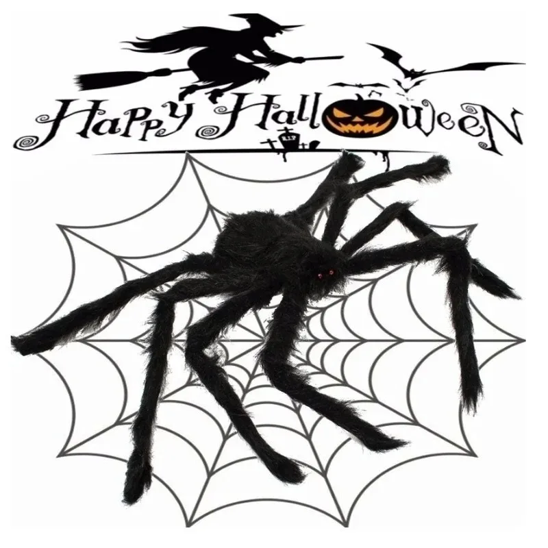 3/2/1 Stück Halloween-Deko Riesige Schwarze Plüschspinne Halloween-Party Bar Spukhaus Horror-Requisiten Outdoor Gruselige Große Spinnen – Detail 9