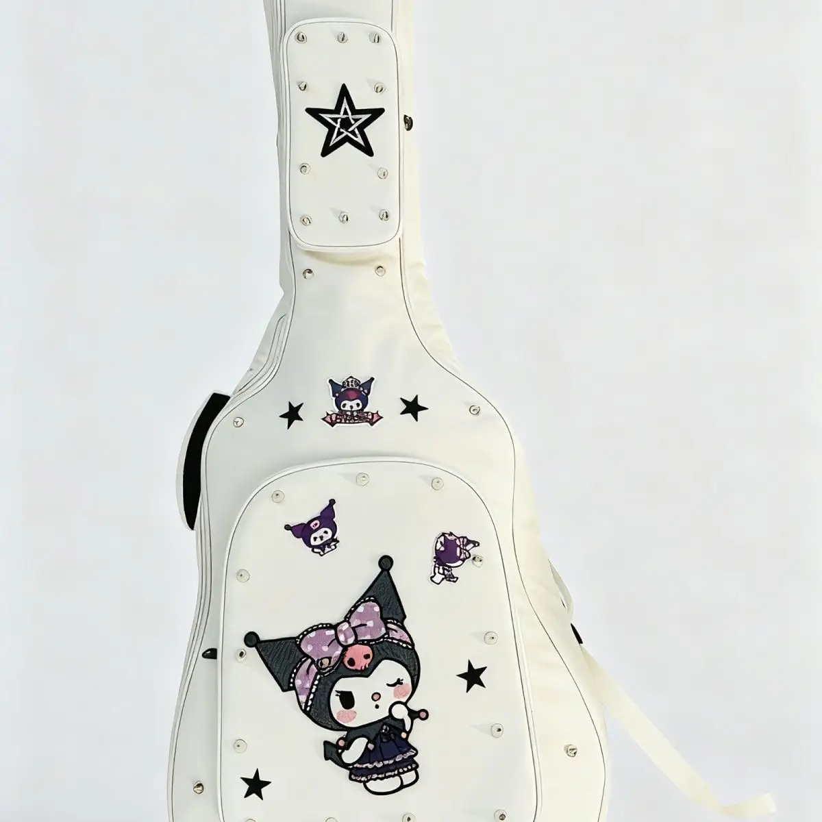 

Anime Sanrio Kuromi Cool 41 Inch Guitar Bag Thick Shockproof Rivet Decor Portable Oxford Cloth Backpack Protective Guitar Case