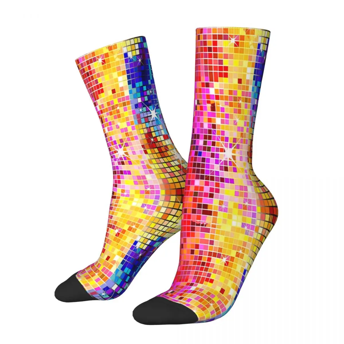 Image Of Metallic Colorful Sequins Look Disco Ball Image Glitter Pattern Sequins Socks Male Mens Women Spring Stockings Printed