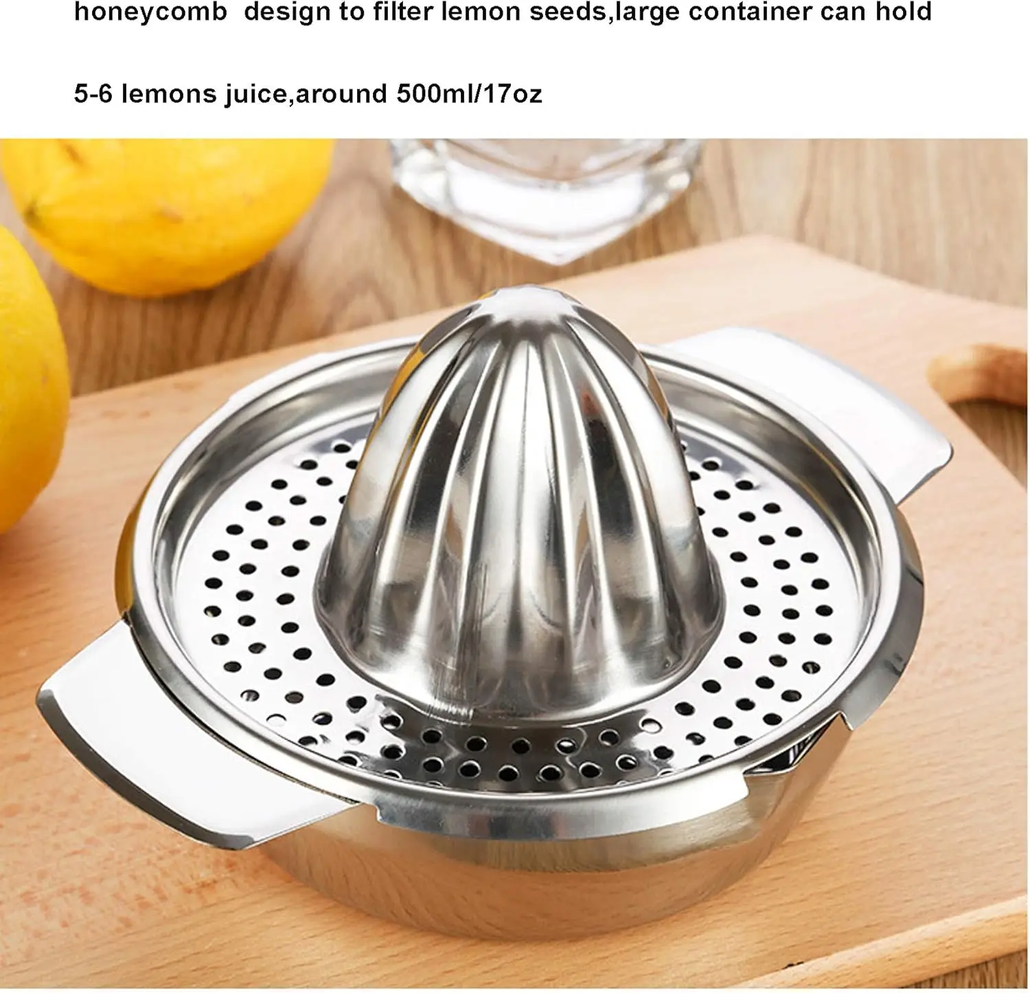 Stainless Steel Lemon Squeezer,Juicer with Bowl Container for Oranges Lemons Fruit Home Made Juice in Kitchen