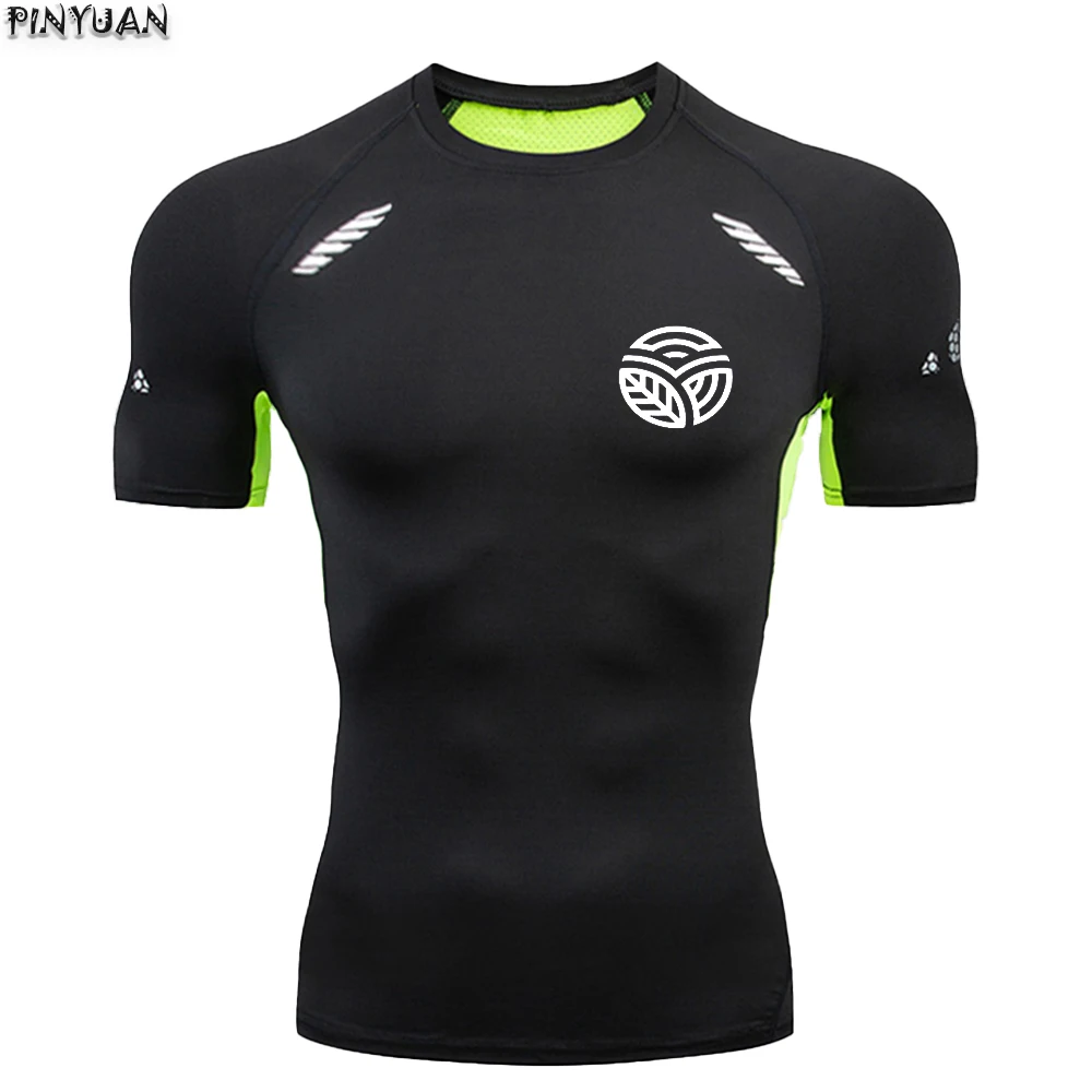 （Leaf）Sports training, fitness, quick drying, breathable, super elastic men's short sleeved T-shirt