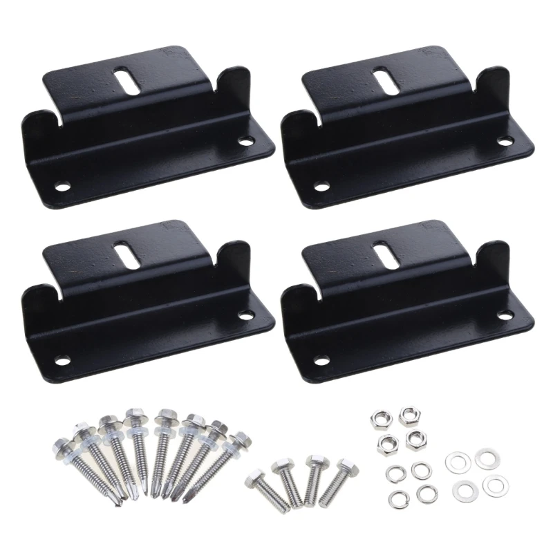 Black Solar Panel Bracket Mount Lightweight Anodized Aluminum Mounting Brackets for Trailers,Motorhomes Roof GTWS