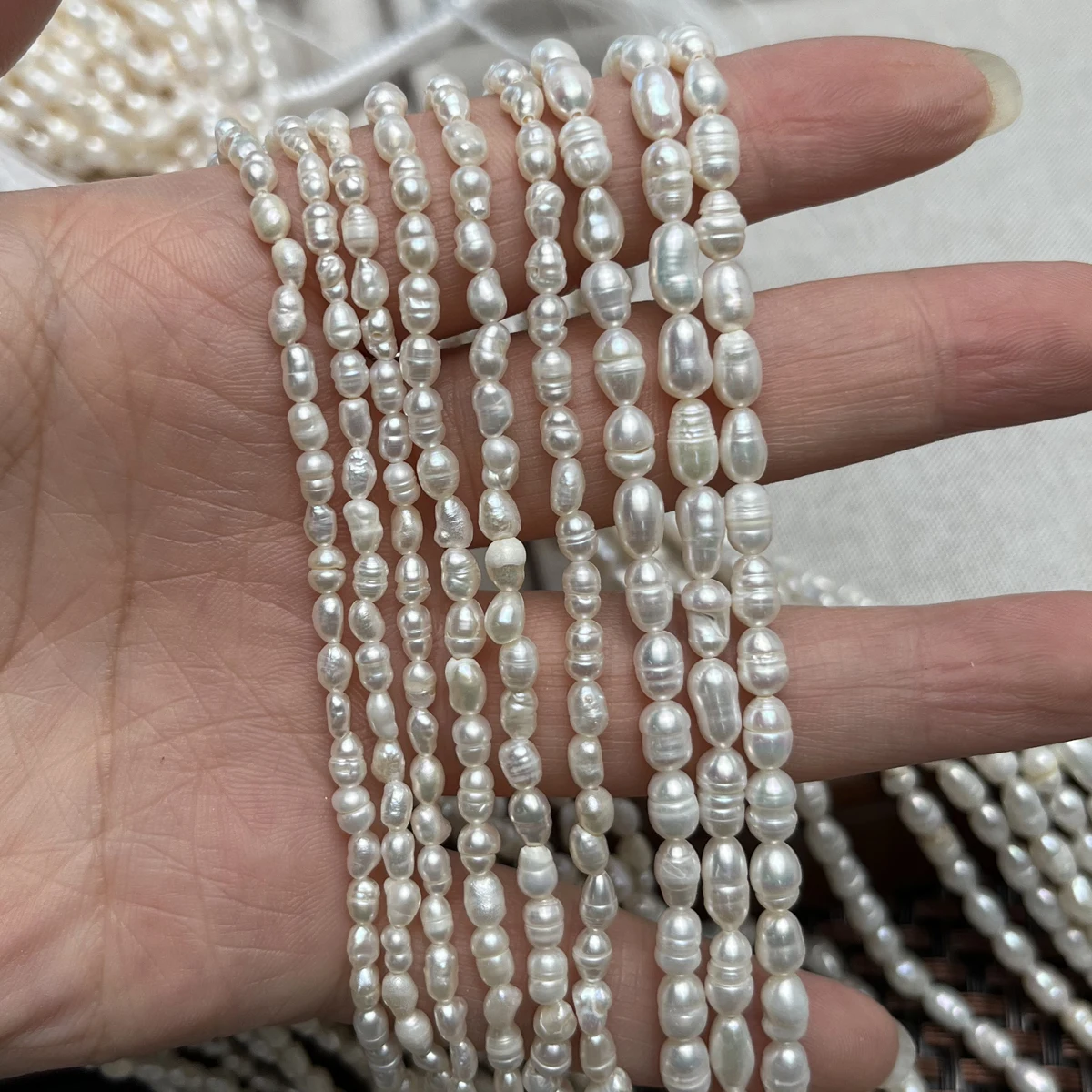 Natural Freshwater 100%Pearls Beaded Rice Shape Loose Spacer Beads for Jewelry Making DIY Necklaces Bracelet Accessories Gift