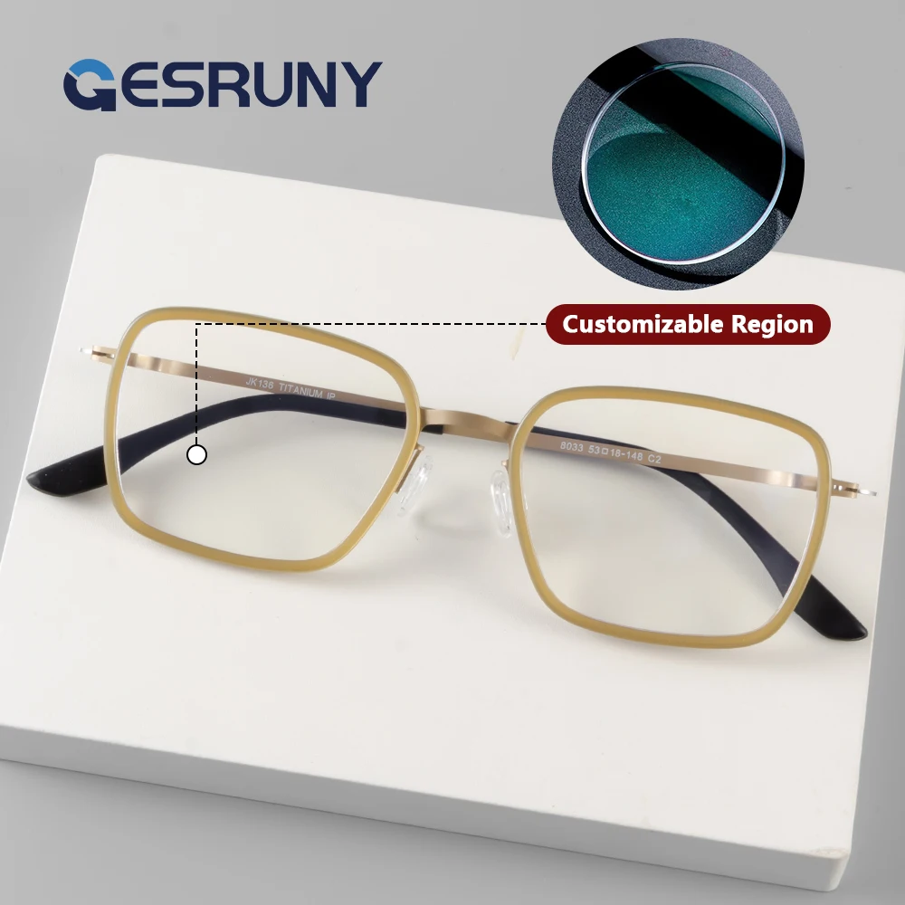 

Gesruny Fashion Square Progressive Prescription Glasses Custom Myopia Optical Lenses Eyeglasses For Women Men Reading Eyewear