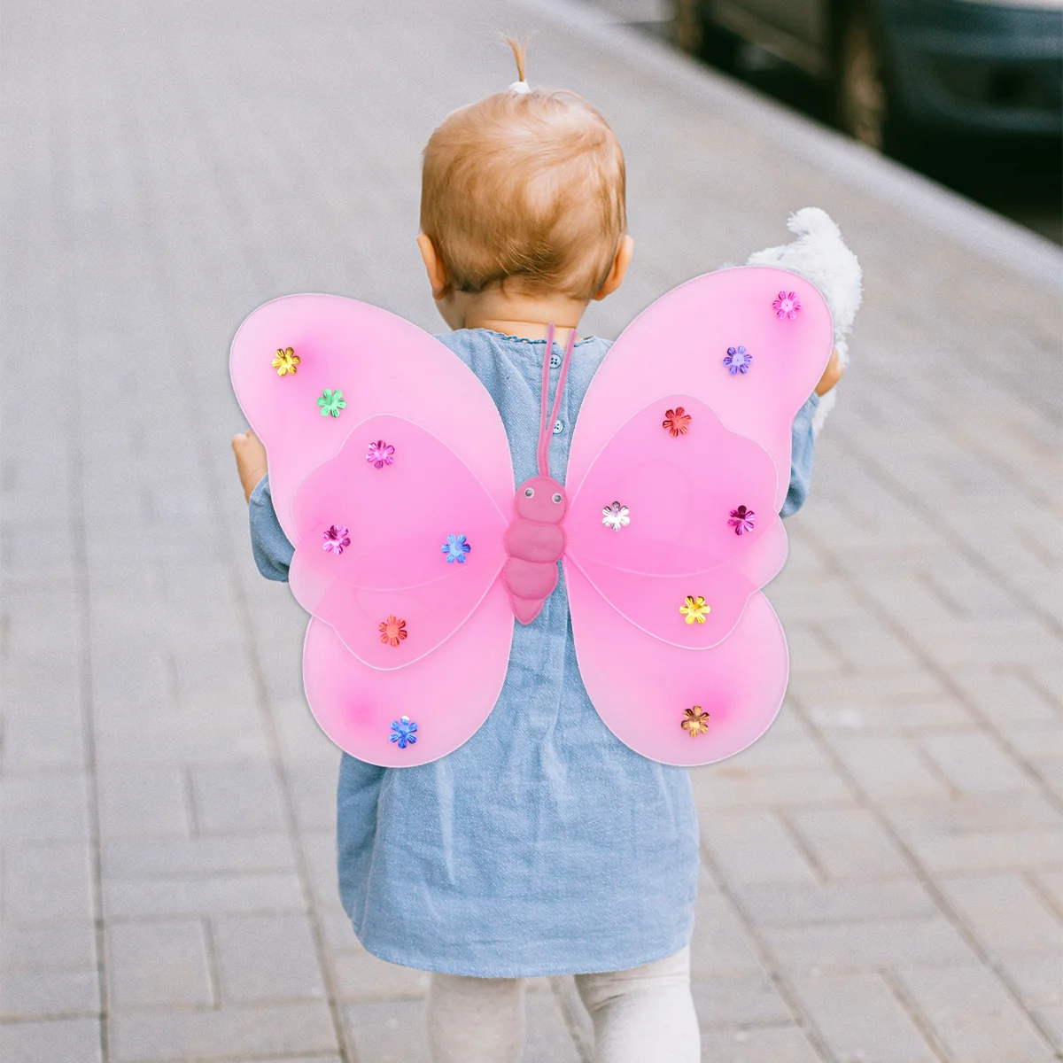 3 stuks dubbellaags vlinders vleugel set hoofdband toverstaf mooie sprookjesvleugels kostuum voor meisjes kinderfeest sprookjesvleugels voor meisjes