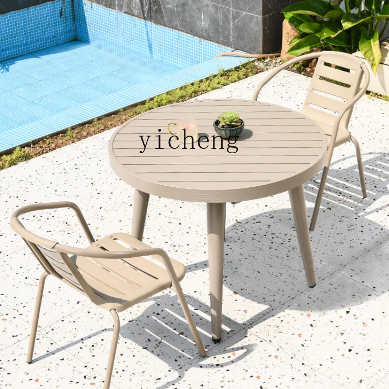 Xl Outdoor Leisure Aluminum Alloy Balcony Table and Chair Indoor Glass Carbon Steel One Table and Two Chairs