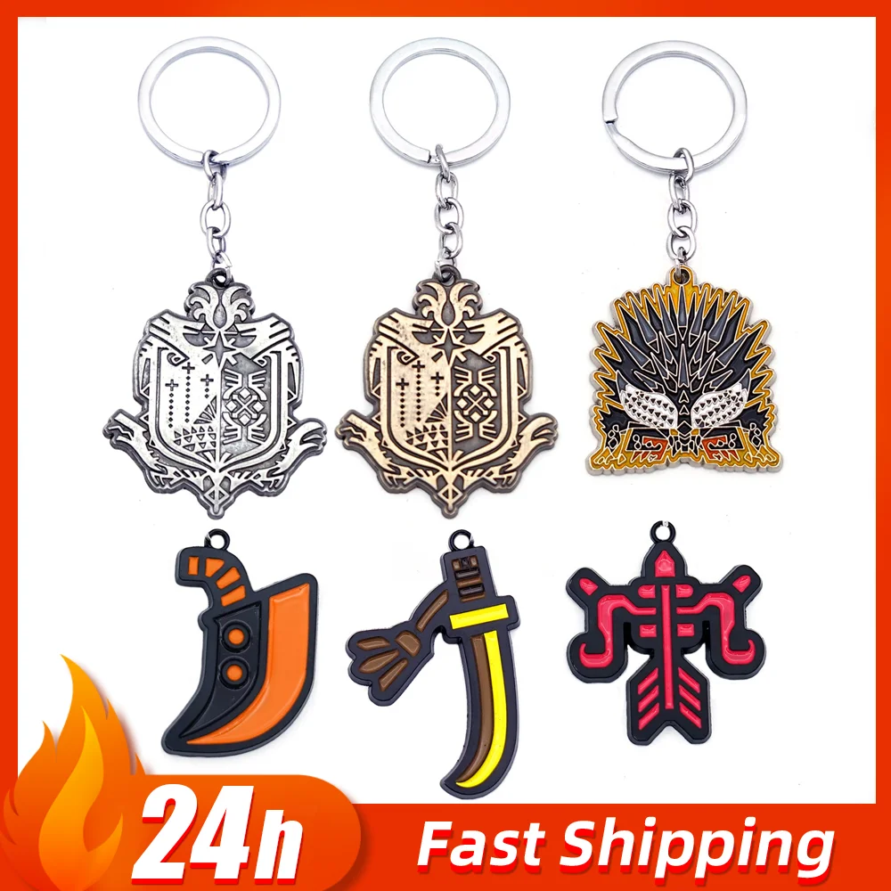 Juego periférico Monster Hunter llavero de Metal cazador insignia de guilda etiqueta de perro llavero mujeres hombres figura accesorios juguete para regalo